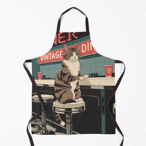 Item preview, Vintage Diner Tabby Cat Illustration designed and sold by LEO'S CREATURE れおずくりーちゃー.