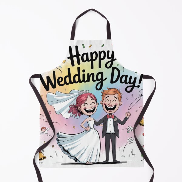 Item preview, Happy Wedding Day! Joyful Laughing Red-Haired Bride & Groom Cartoon designed and sold by Midnight Veil Designs.