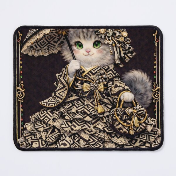 Item preview, Imperial Noir Kimono Cat – Gold and Black Japanese Elegance designed and sold by atsue-no-e.