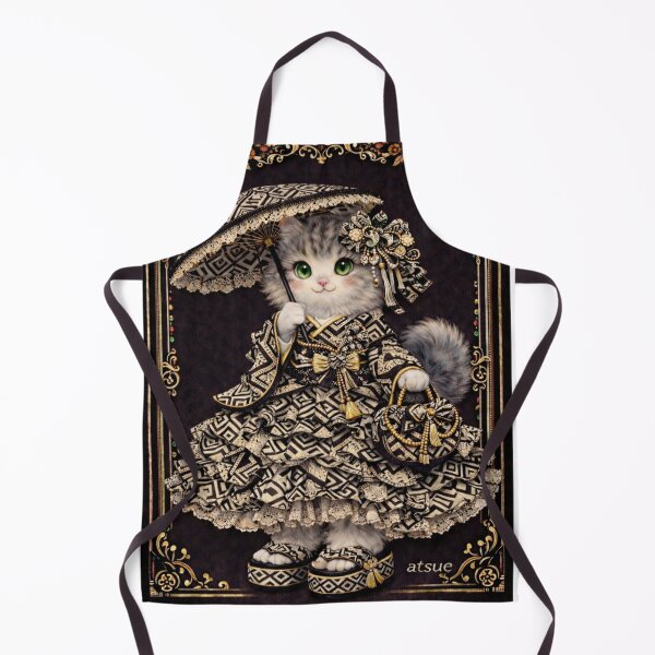 Item preview, Imperial Noir Kimono Cat – Gold and Black Japanese Elegance designed and sold by atsue-no-e.