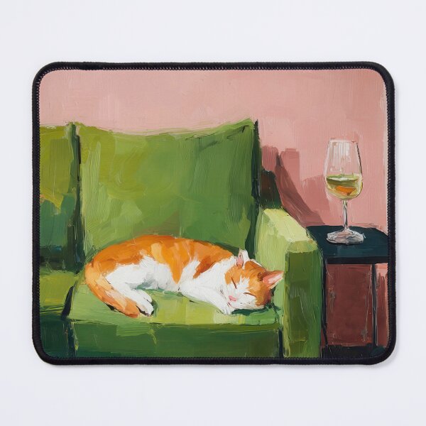Item preview, Cat on Green Couch, Colorful Art designed and sold by vintagevivian.