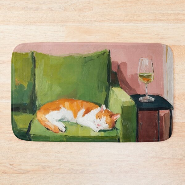 Item preview, Cat on Green Couch, Colorful Art designed and sold by vintagevivian.