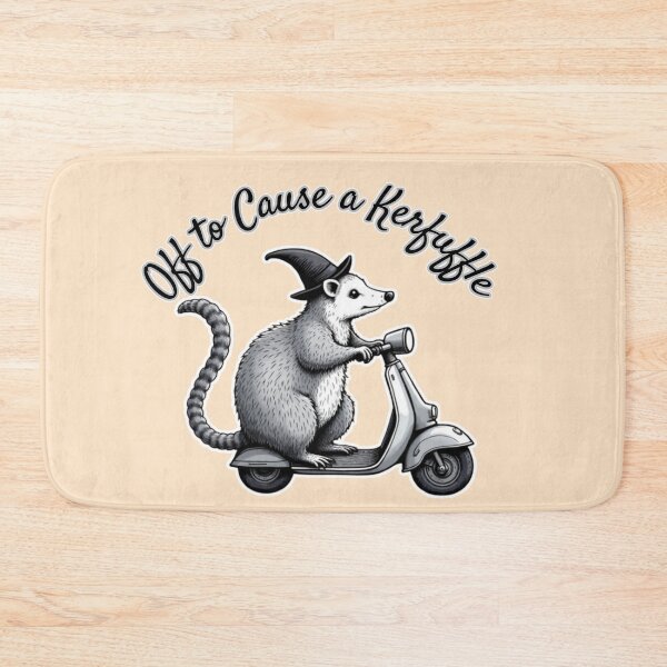 Item preview, Off to Cause a Kerfuffle - Funny Opossum on Scooter designed and sold by PriyaMagic.