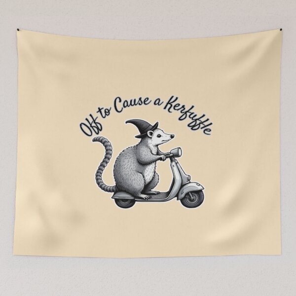 Item preview, Off to Cause a Kerfuffle - Funny Opossum on Scooter designed and sold by PriyaMagic.