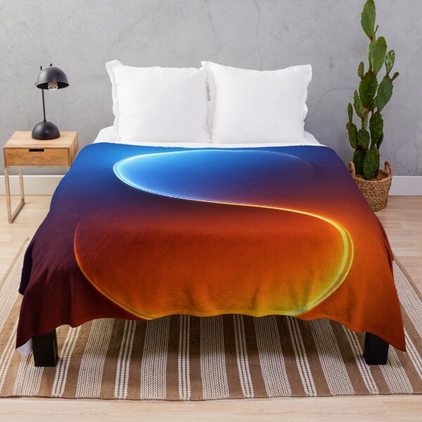 Item preview, Neon Yin Yang Glow – Blue & Orange Minimal Gradient designed and sold by Kaleidoscope Print.