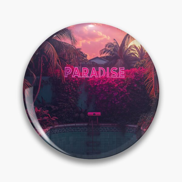 Item preview, Abandoned Art Deco Pool PARADISE Neon Tropical Decay Retrowave Art designed and sold by Kynura.