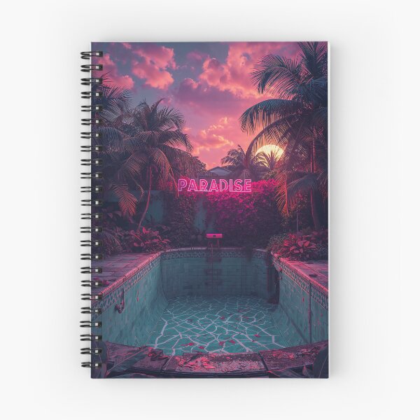 Item preview, Abandoned Art Deco Pool PARADISE Neon Tropical Decay Retrowave Art designed and sold by Kynura.