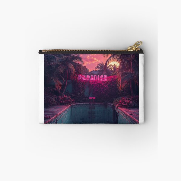 Item preview, Abandoned Art Deco Pool PARADISE Neon Tropical Decay Retrowave Art designed and sold by Kynura.