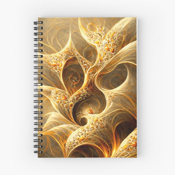 Item preview, Golden Fractal Bloom – Luminous Abstract Filigree Flames designed and sold by Kaleidoscope Print.