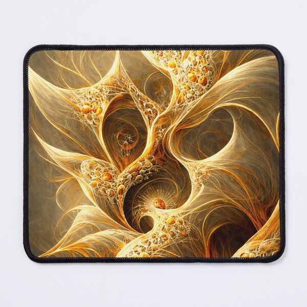 Item preview, Golden Fractal Bloom – Luminous Abstract Filigree Flames designed and sold by Kaleidoscope Print.