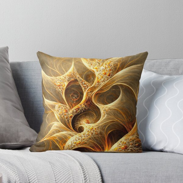 Item preview, Golden Fractal Bloom – Luminous Abstract Filigree Flames designed and sold by Kaleidoscope Print.
