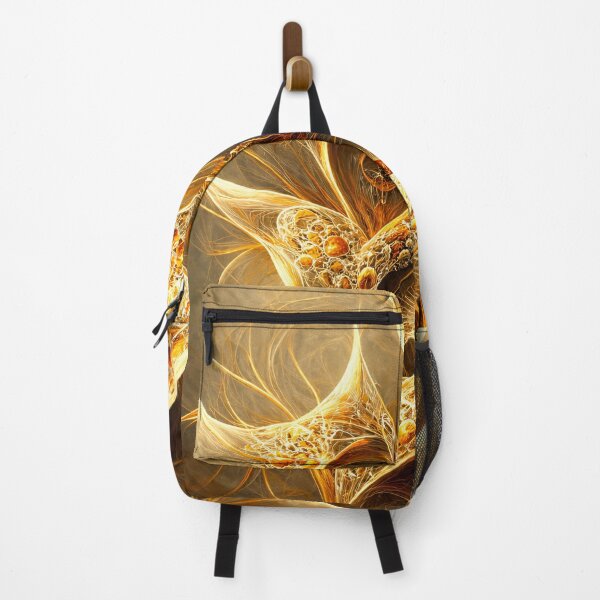 Item preview, Golden Fractal Bloom – Luminous Abstract Filigree Flames designed and sold by Kaleidoscope Print.