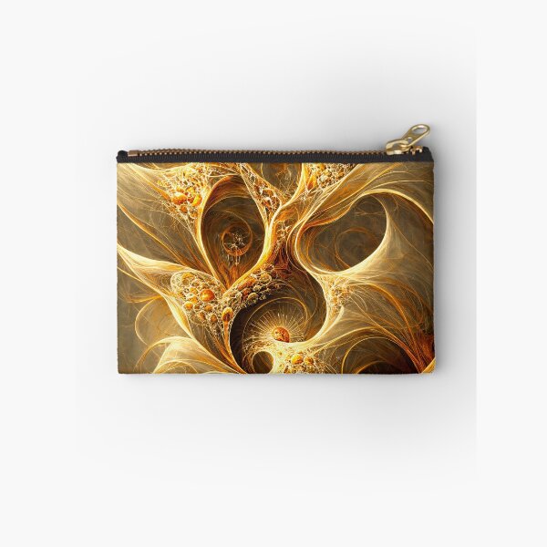 Item preview, Golden Fractal Bloom – Luminous Abstract Filigree Flames designed and sold by Kaleidoscope Print.