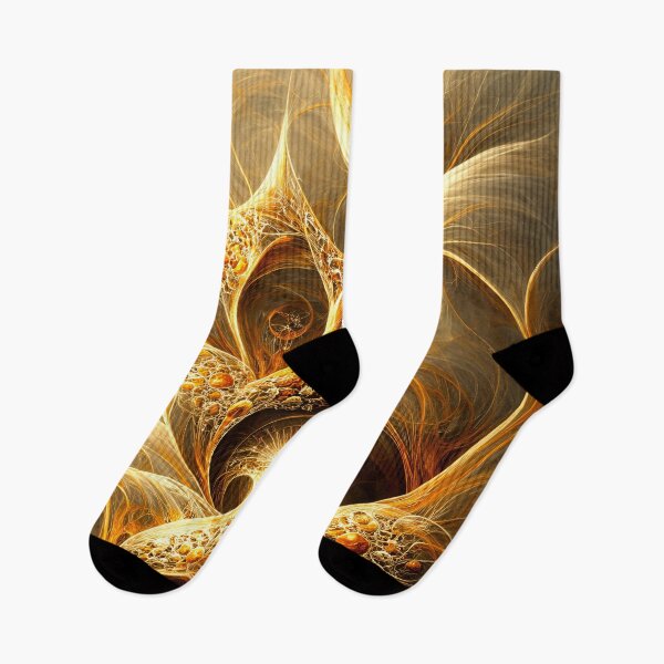 Item preview, Golden Fractal Bloom – Luminous Abstract Filigree Flames designed and sold by Kaleidoscope Print.