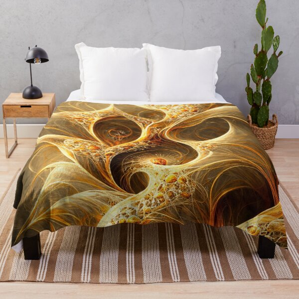 Item preview, Golden Fractal Bloom – Luminous Abstract Filigree Flames designed and sold by Kaleidoscope Print.