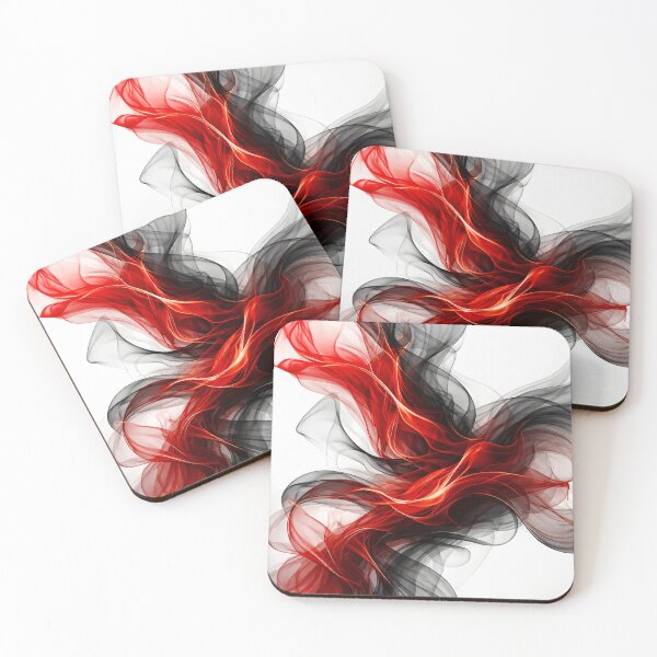 Item preview, Crimson & Smoke Flow – Red Black Abstract Silk Flames designed and sold by Kaleidoscope Print.