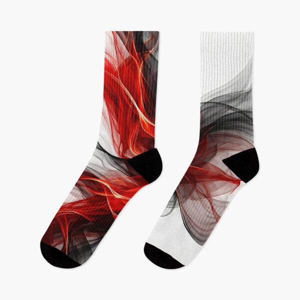 Item preview, Crimson & Smoke Flow – Red Black Abstract Silk Flames designed and sold by Kaleidoscope Print.