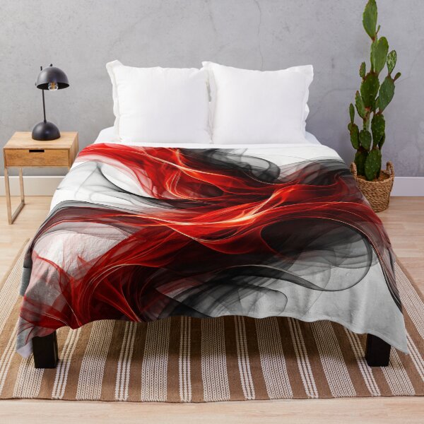Item preview, Crimson & Smoke Flow – Red Black Abstract Silk Flames designed and sold by Kaleidoscope Print.