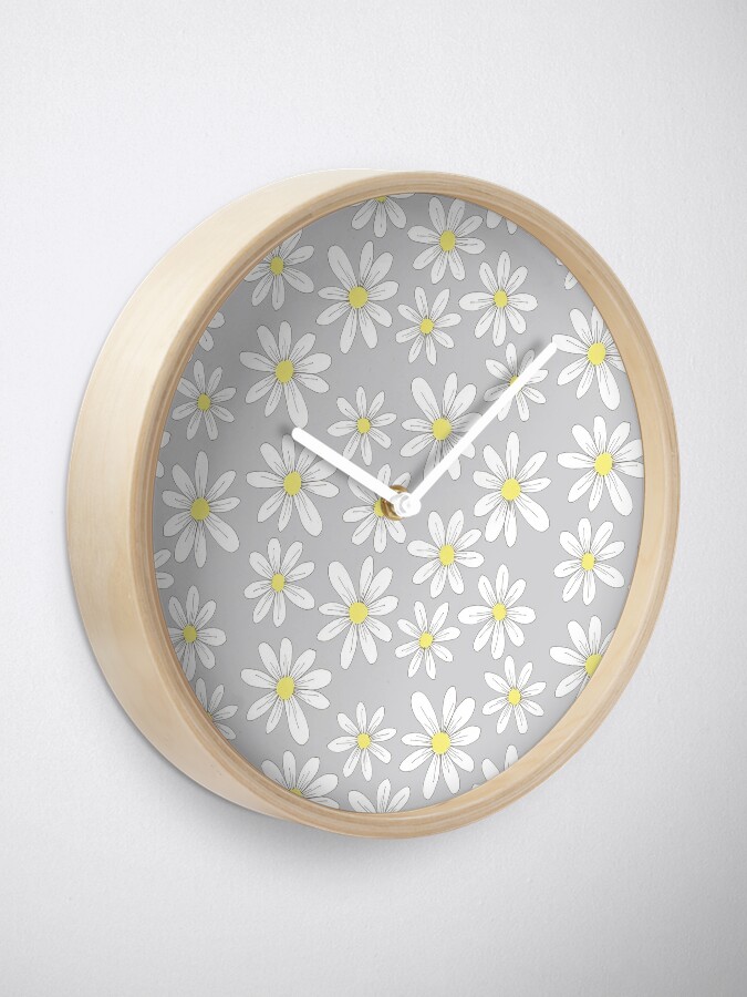 Alternate view of simple daisies on gray Clock