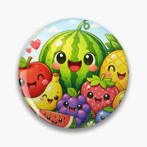 Item preview, Cute Kawaii Fruit Friends – Happy Cartoon Fruits Illustration designed and sold by Elhj.