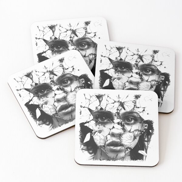 Item preview, Shattered Butterfly Portrait – Dark Feminine Surreal Gothic Art designed and sold by inkoutninja.