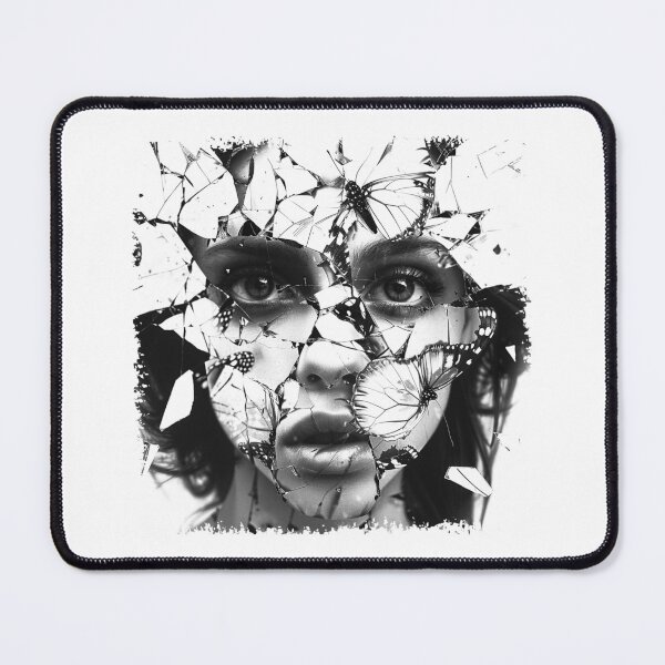 Item preview, Shattered Butterfly Portrait – Dark Feminine Surreal Gothic Art designed and sold by inkoutninja.