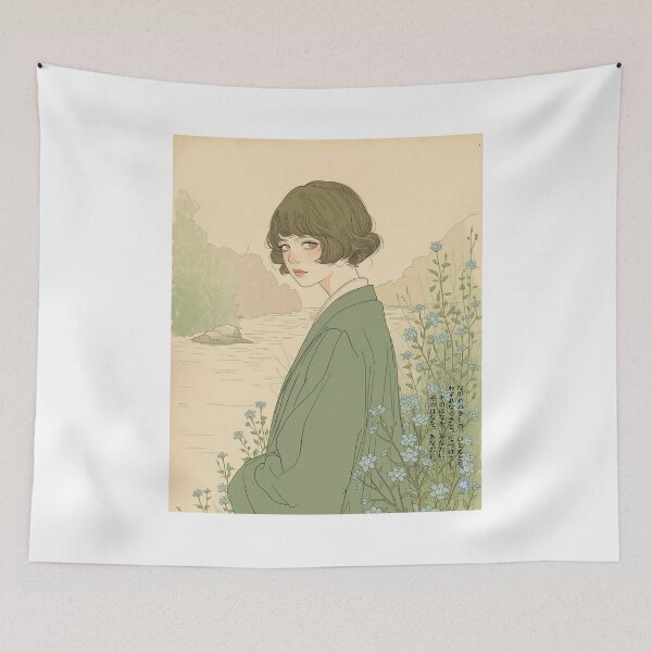 Item preview, FORGET-ME-NOT - Wasurenagusa Bijinga Japanese Kanji Art designed and sold by KanjiShokunin.