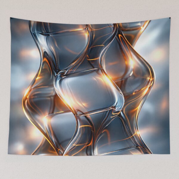 Item preview, Molten Glass Flow – Futuristic Amber Light Abstract designed and sold by Kaleidoscope Print.