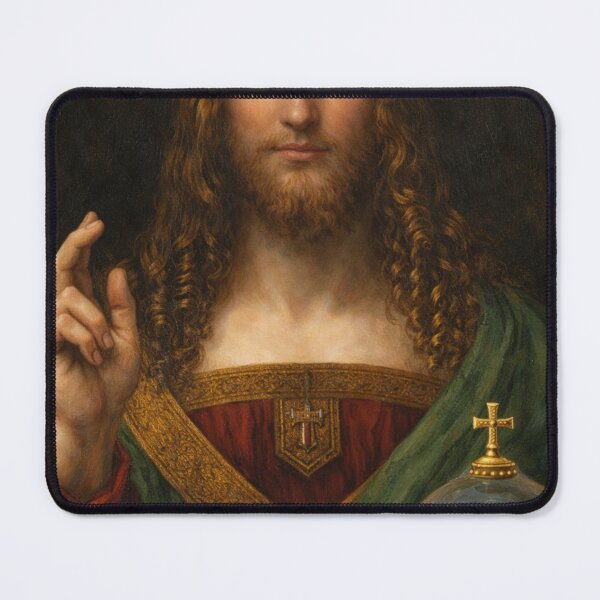 Item preview, Divine Redeemer Oil Painting | Renaissance Inspired Christian Wall Art | Sacred Portrait designed and sold by Artist Bishhnu Banerji.