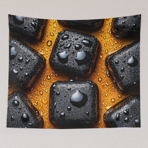 Item preview, Black Ice Cubes on Golden Glow – Luxury Abstract Macro designed and sold by Kaleidoscope Print.