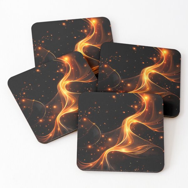 Item preview, Ember Silk Flow – Glowing Orange Light Ribbons on Black designed and sold by Kaleidoscope Print.
