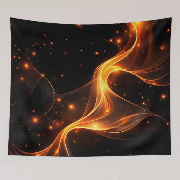 Item preview, Ember Silk Flow – Glowing Orange Light Ribbons on Black designed and sold by Kaleidoscope Print.