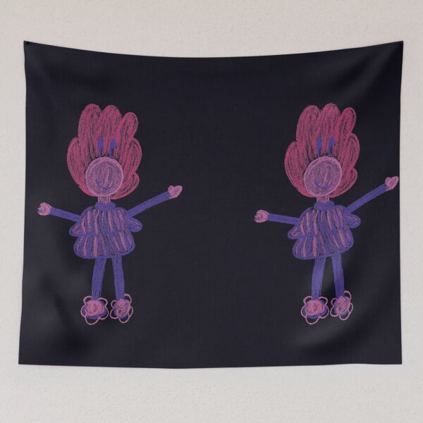 Item preview, Chalk Whimsy – Red-Haired Character on Black Paper designed and sold by LuxuryApparels.