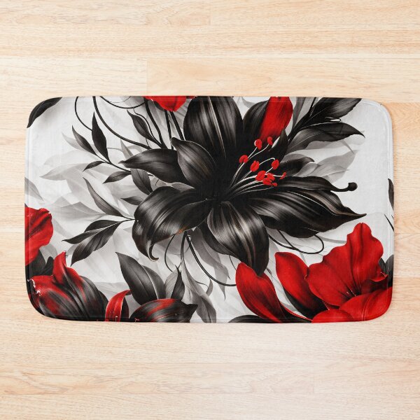 Item preview, Crimson & Onyx Blossoms – Red and Black Floral Pattern designed and sold by Kaleidoscope Print.