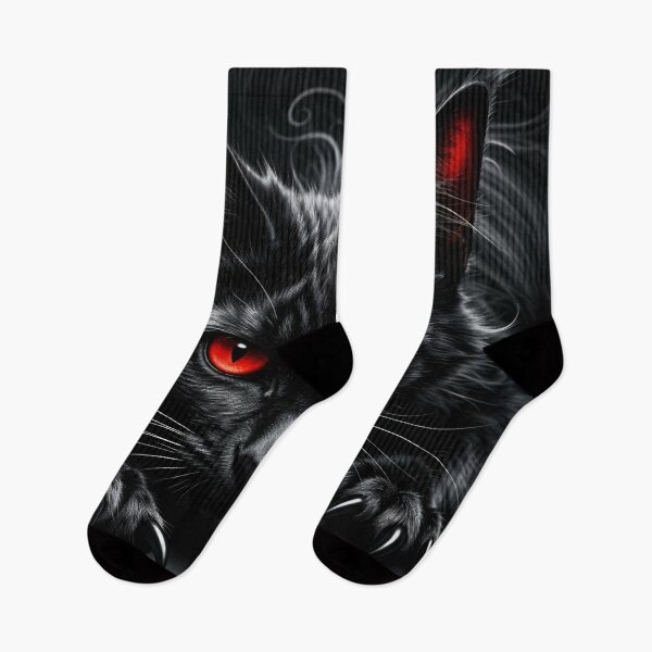 Item preview, Shadowfang Cat – Dark Gothic Black Cat with Red Eyes designed and sold by Kaleidoscope Print.