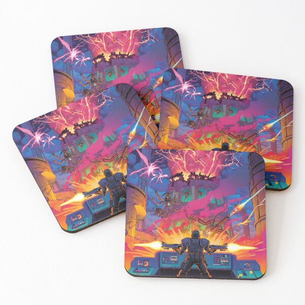 Item preview, Power Plant Meltdown - Retro Soldier vs Alien Swarm Art Print designed and sold by ThePixelArchive.