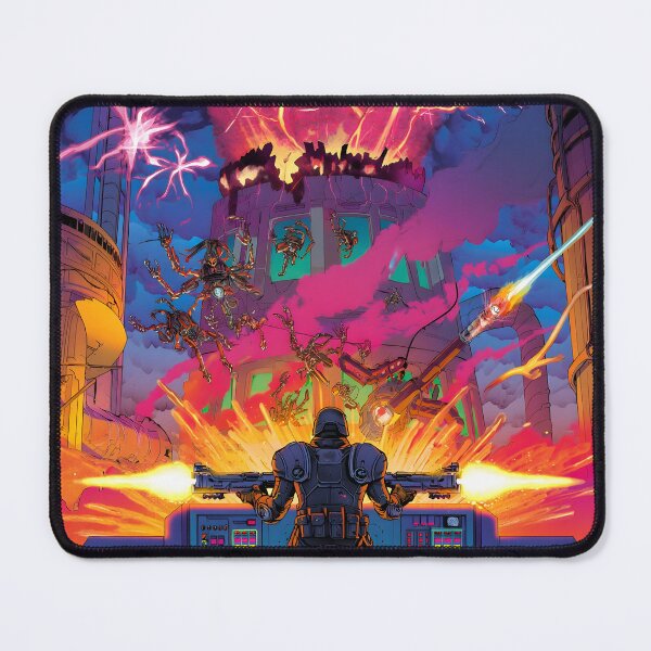 Item preview, Power Plant Meltdown - Retro Soldier vs Alien Swarm Art Print designed and sold by ThePixelArchive.