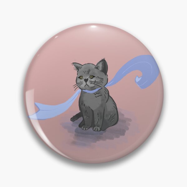 Item preview, Gray Cat with Blue Ribbon designed and sold by JunaKitten.