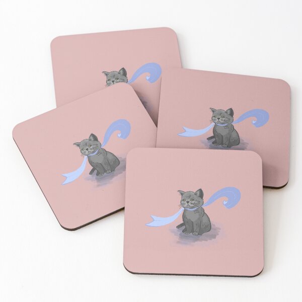 Item preview, Gray Cat with Blue Ribbon designed and sold by JunaKitten.