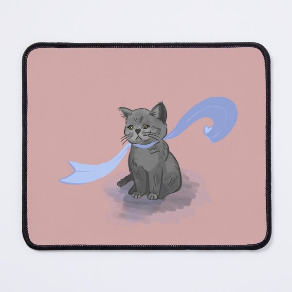 Item preview, Gray Cat with Blue Ribbon designed and sold by JunaKitten.