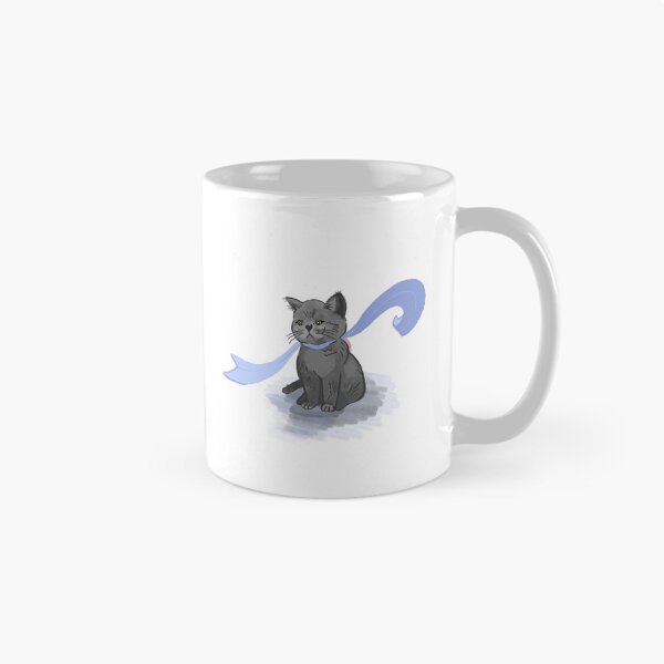 Item preview, Gray Cat with Blue Ribbon designed and sold by JunaKitten.