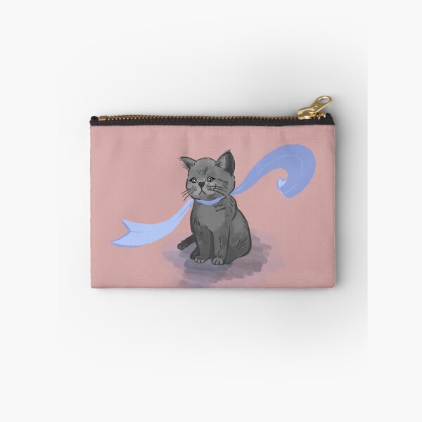 Item preview, Gray Cat with Blue Ribbon designed and sold by JunaKitten.