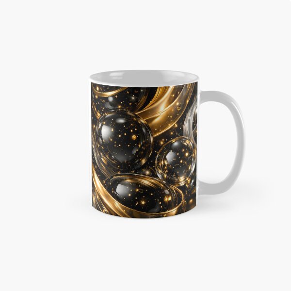 Item preview, Golden Stardust Orbs – Black Glass Spheres with Luxury Glow designed and sold by Kaleidoscope Print.