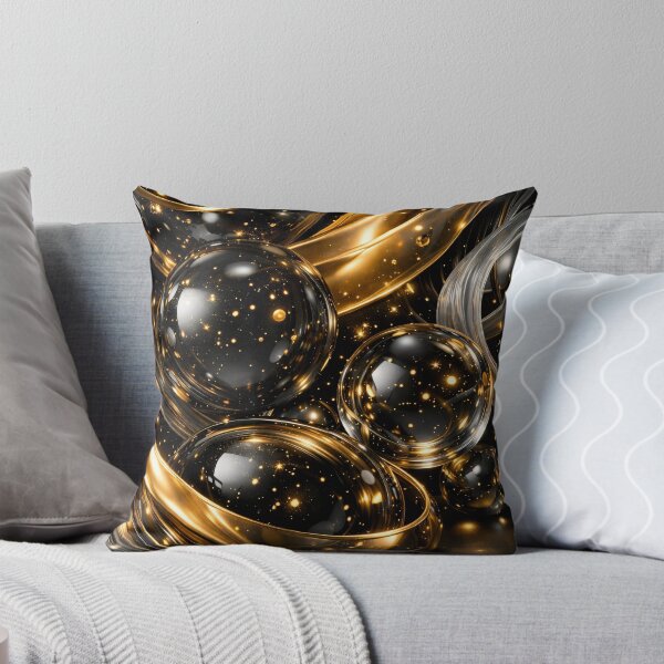 Item preview, Golden Stardust Orbs – Black Glass Spheres with Luxury Glow designed and sold by Kaleidoscope Print.