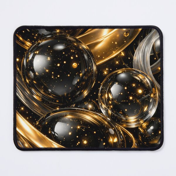 Item preview, Golden Stardust Orbs – Black Glass Spheres with Luxury Glow designed and sold by Kaleidoscope Print.