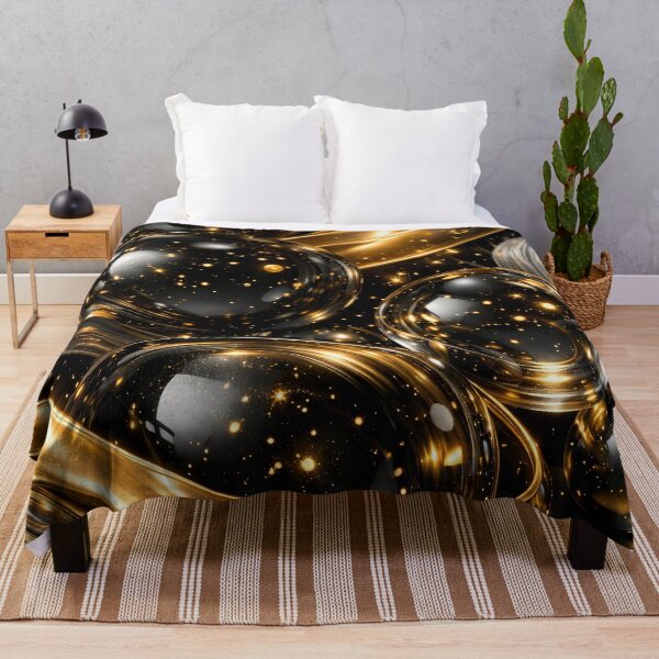Item preview, Golden Stardust Orbs – Black Glass Spheres with Luxury Glow designed and sold by Kaleidoscope Print.