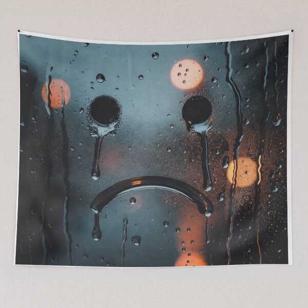 Item preview, Crying Smiley in the Rain designed and sold by PixelVibe782.