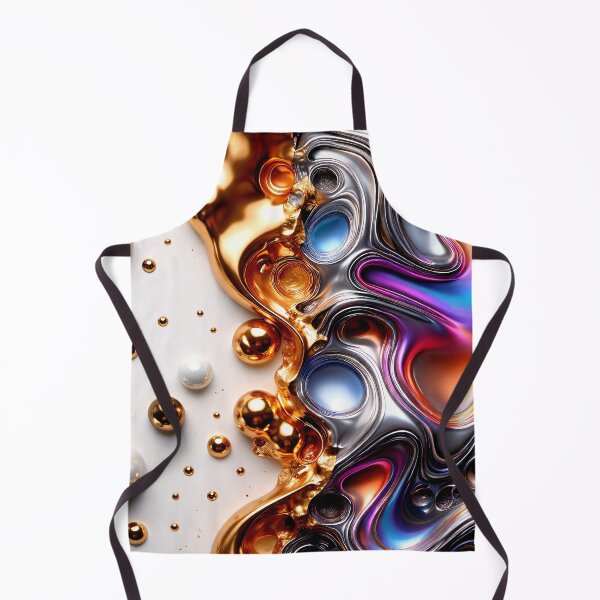 Item preview, Liquid Chrome & Gold Fusion – Iridescent Abstract Metal Flow designed and sold by Kaleidoscope Print.