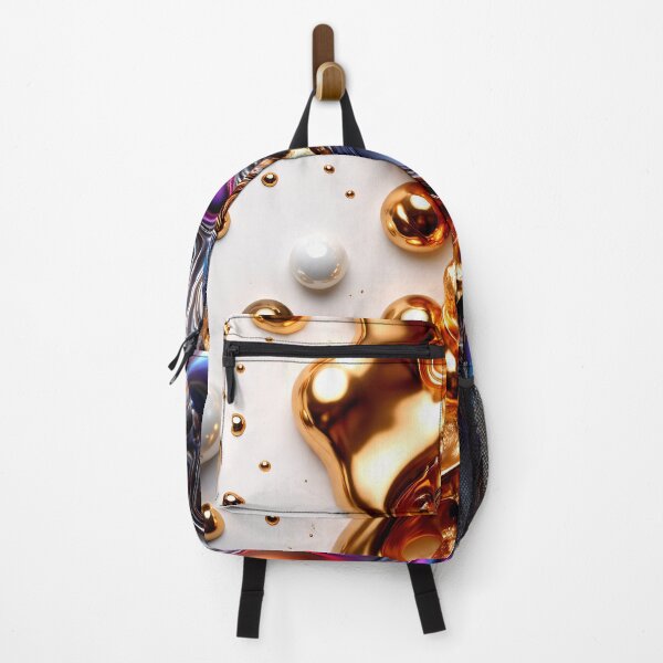 Item preview, Liquid Chrome & Gold Fusion – Iridescent Abstract Metal Flow designed and sold by Kaleidoscope Print.
