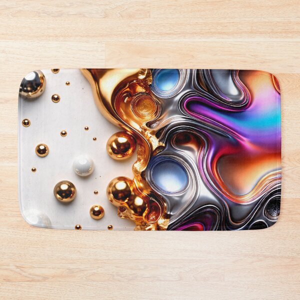 Item preview, Liquid Chrome & Gold Fusion – Iridescent Abstract Metal Flow designed and sold by Kaleidoscope Print.